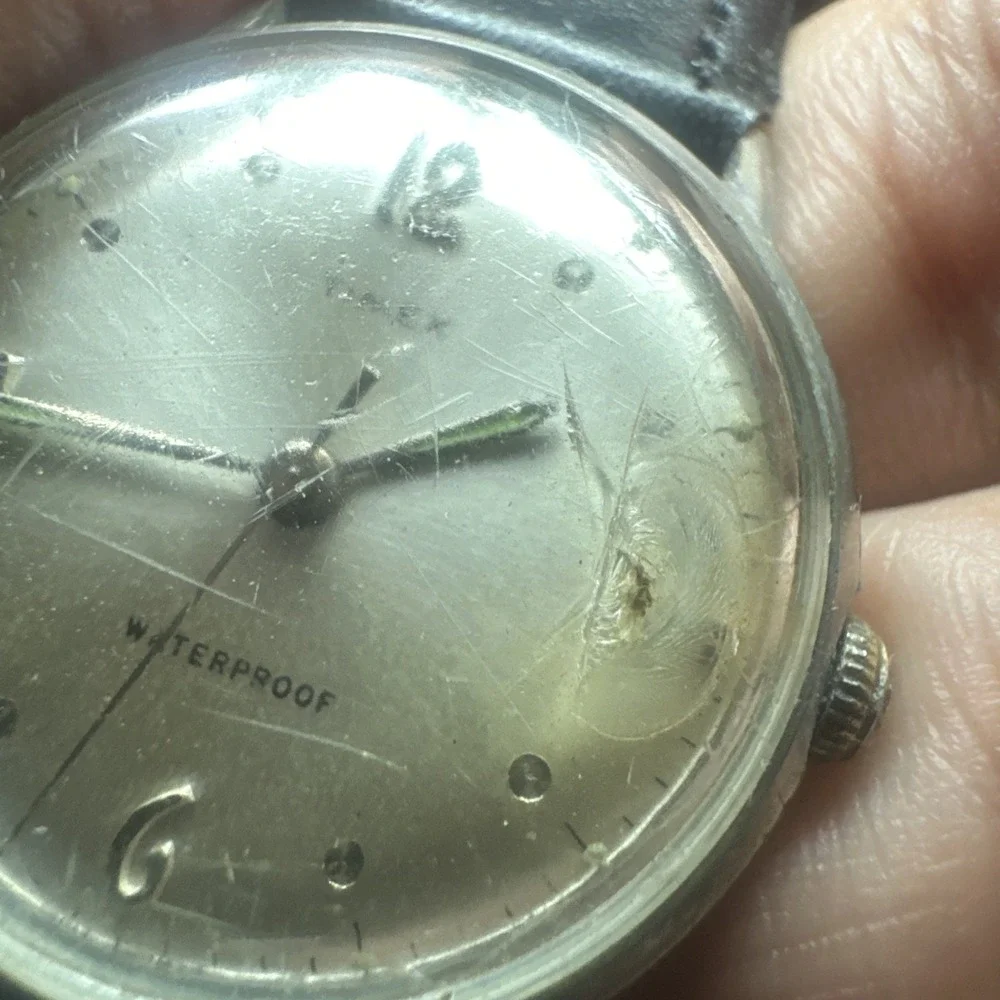 Working VTG 1967 Timex Marlin Dot-Dash Manual Wind Rare Watch 33mm -Bad Crystal